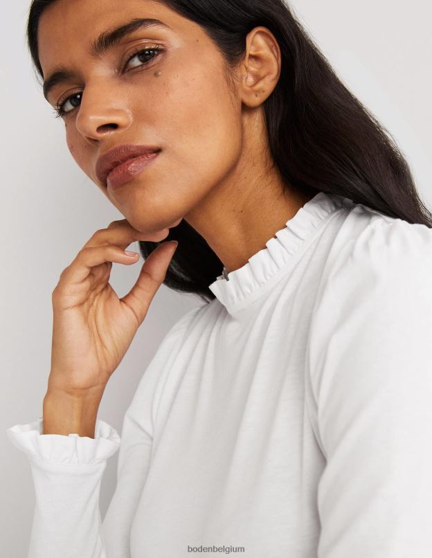 femmes Boden blanc haut ultra doux à volants vêtements Z42D0138