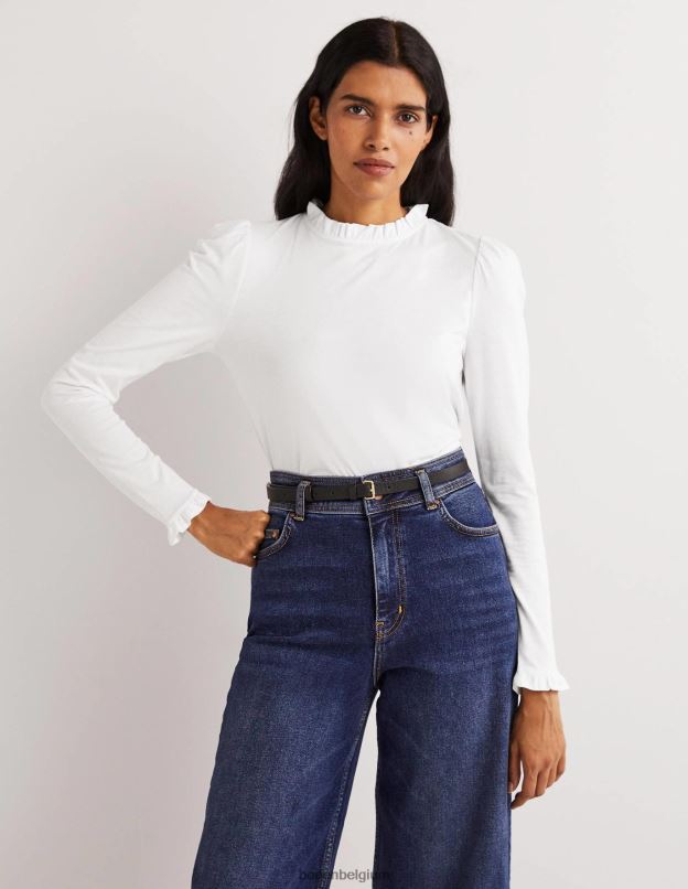 femmes Boden blanc haut ultra doux à volants vêtements Z42D0138