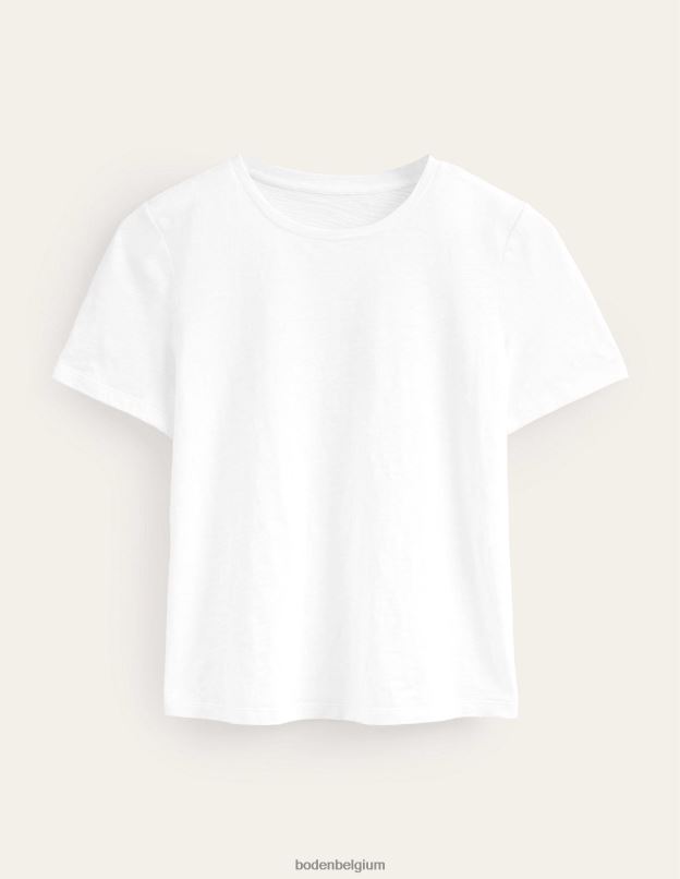 femmes Boden blanc t-shirt à col rond en coton vêtements Z42D0174