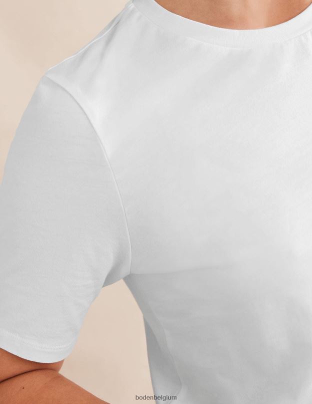 femmes Boden blanc t-shirt à col rond en pur coton vêtements Z42D01575