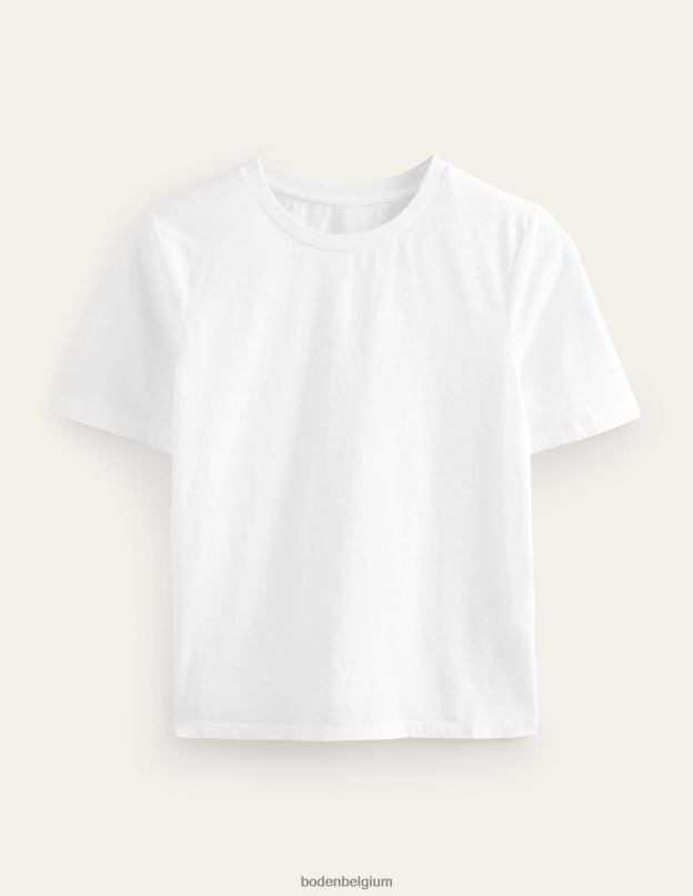 femmes Boden blanc t-shirt à col rond en pur coton vêtements Z42D01575