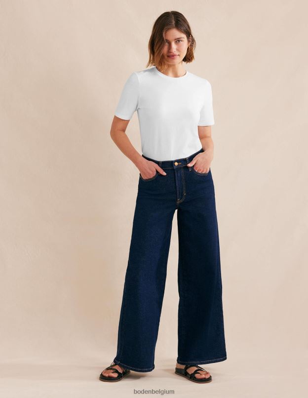 femmes Boden blanc t-shirt à col rond en pur coton vêtements Z42D01575