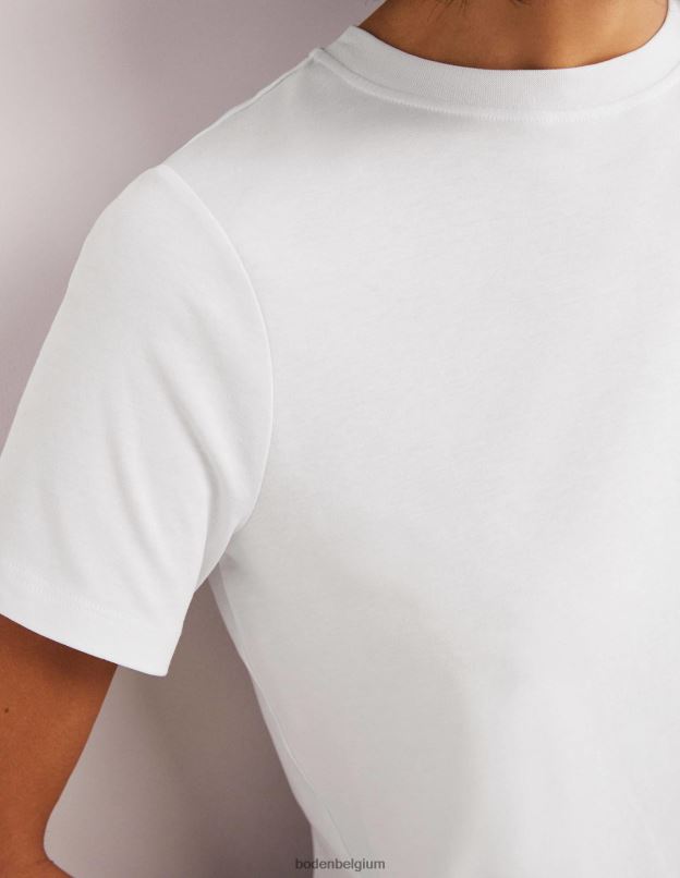 femmes Boden blanc t-shirt en coton parfait vêtements Z42D0168