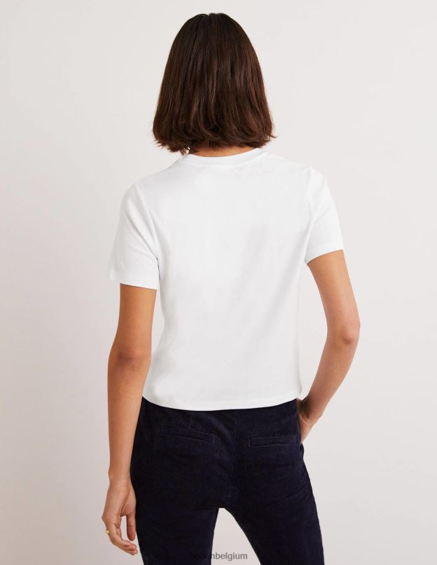 femmes Boden blanc t-shirt en coton parfait vêtements Z42D0168