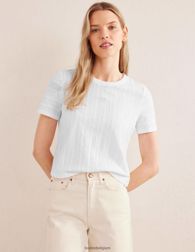 femmes Boden blanc t-shirt en jersey texturé vêtements Z42D01899