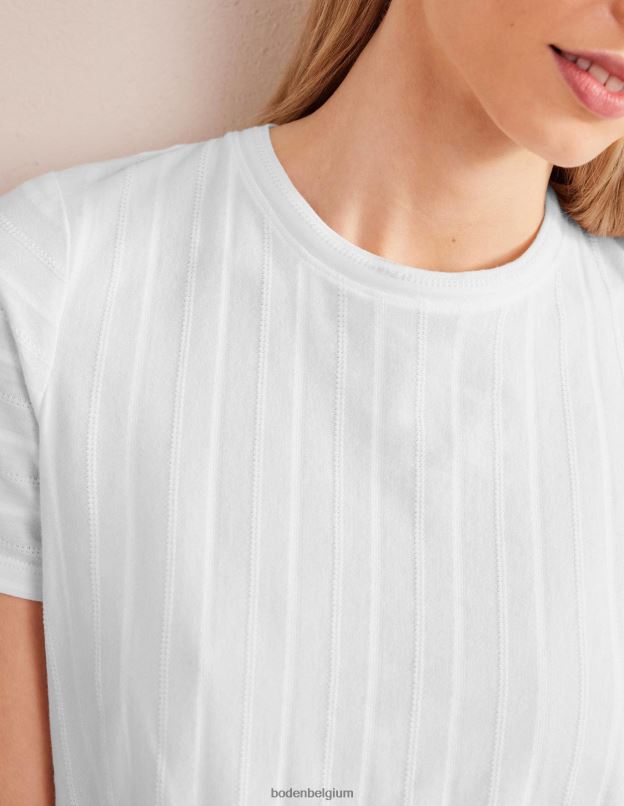 femmes Boden blanc t-shirt en jersey texturé vêtements Z42D01899