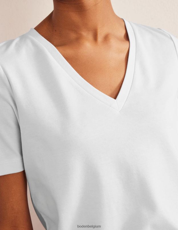 femmes Boden blanc t-shirt parfait à col en V vêtements Z42D01080