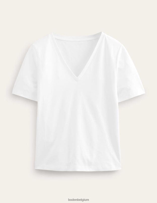 femmes Boden blanc t-shirt parfait à col en V vêtements Z42D01080