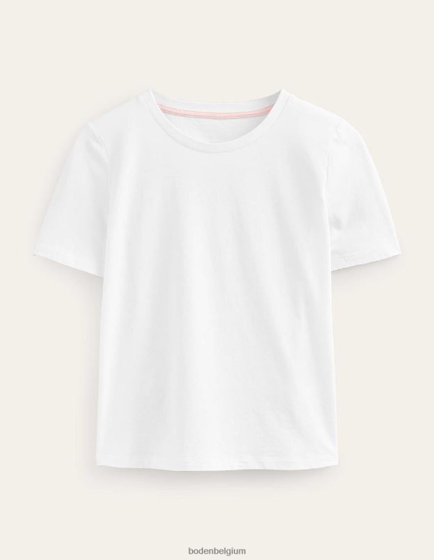 femmes Boden blanc t-shirt ras du cou en pur coton vêtements Z42D0190