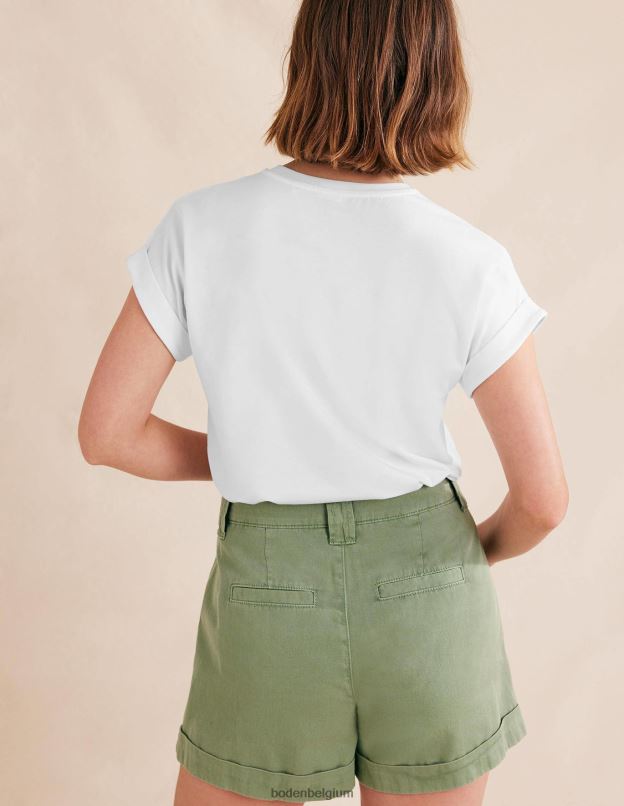 femmes Boden blanc t-shirt retourner en arrière vêtements Z42D01821