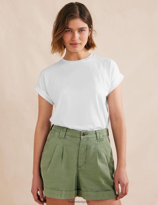 femmes Boden blanc t-shirt retourner en arrière vêtements Z42D01821