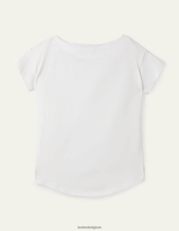 femmes Boden blanc t-shirt ultra doux à col bateau vêtements Z42D0153