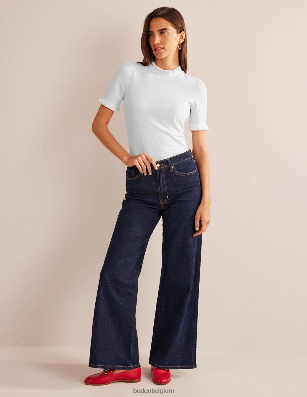 femmes Boden blanc t-shirt ultra doux à volants vêtements Z42D0107