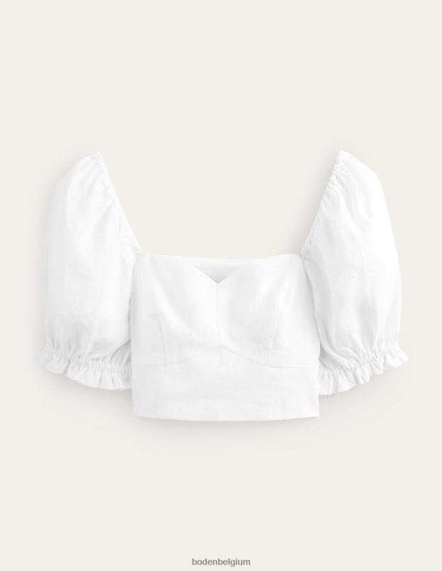 femmes Boden blanc top court en lin chérie vêtements Z42D01637