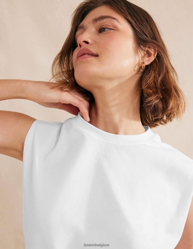 femmes Boden blanc top sans manches en coton parfait vêtements Z42D0131