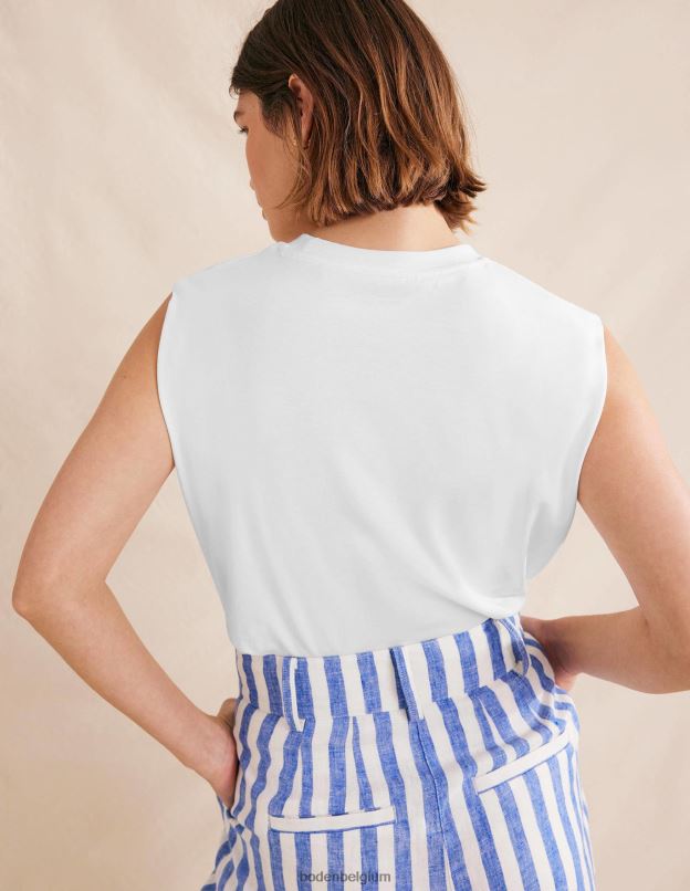 femmes Boden blanc top sans manches en coton parfait vêtements Z42D0131