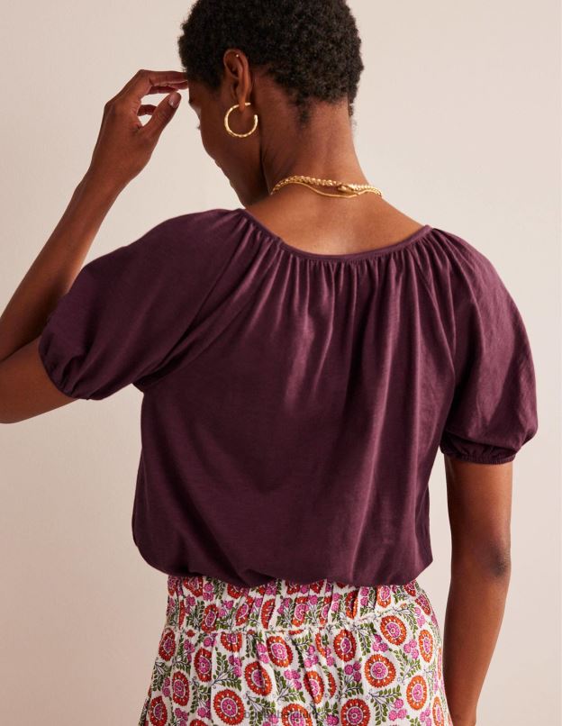 femmes Boden bordeaux foncé haut fluide en jersey à col V vêtements Z42D0124