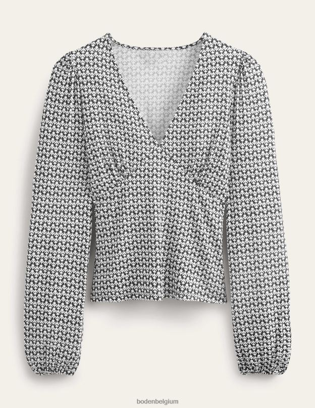 femmes Boden bourgeon noir et tulipe haut imprimé à col en V vêtements Z42D01850