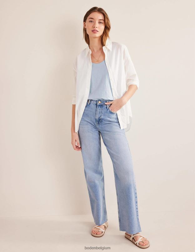 femmes Boden chambray bleu gilet décontracté à encolure dégagée vêtements Z42D02168