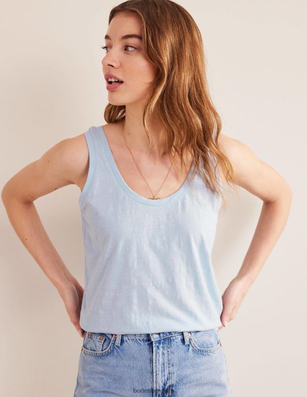 femmes Boden chambray bleu gilet décontracté à encolure dégagée vêtements Z42D02168