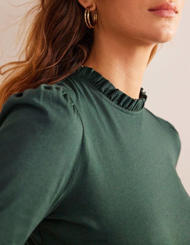 femmes Boden chatworth vert t-shirt ultra doux à volants vêtements Z42D0184