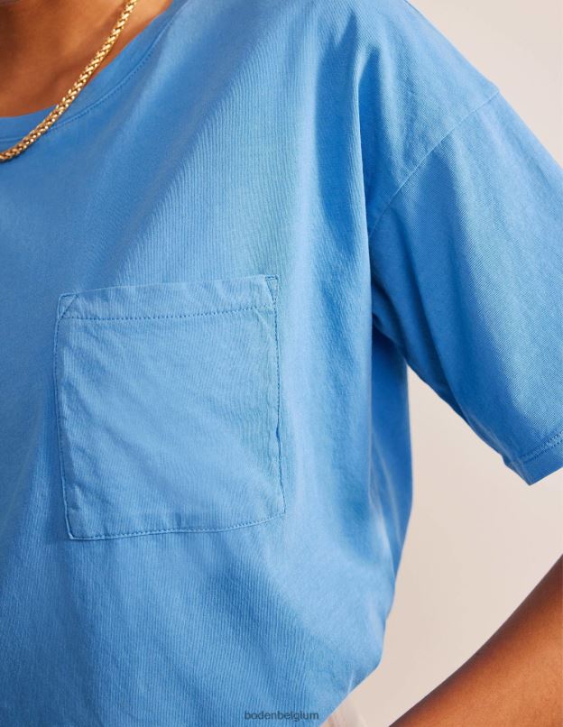 femmes Boden école bleue t-shirt délavé oversize vêtements Z42D01815