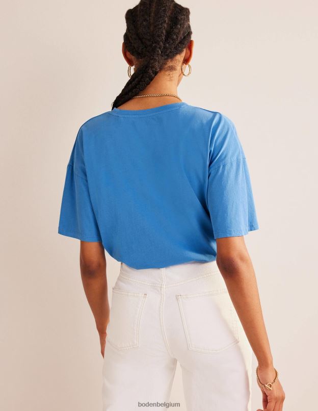 femmes Boden école bleue t-shirt délavé oversize vêtements Z42D01815