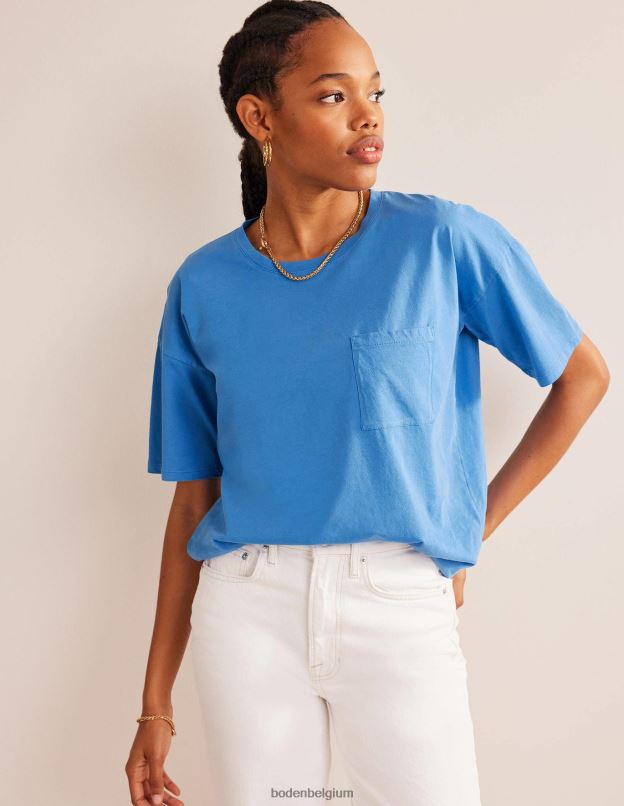 femmes Boden école bleue t-shirt délavé oversize vêtements Z42D01815
