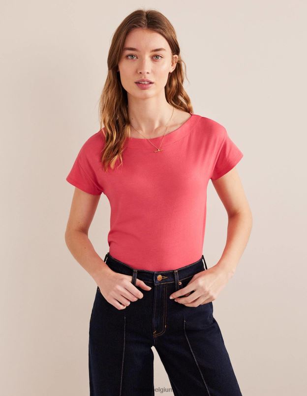 femmes Boden corail t-shirt ultra doux à col bateau vêtements Z42D02226
