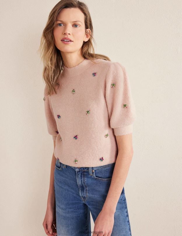 femmes Boden corde t-shirt duveteux à ornements vêtements Z42D01721