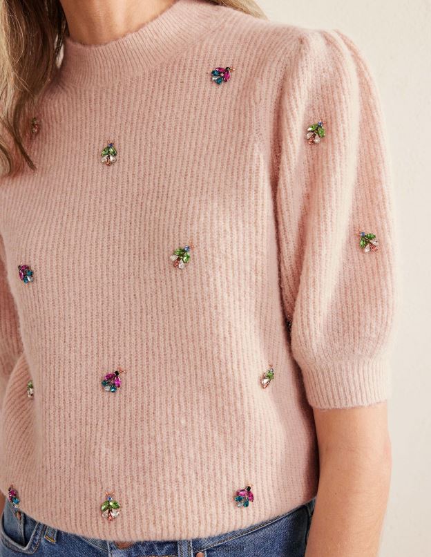 femmes Boden corde t-shirt duveteux à ornements vêtements Z42D01721