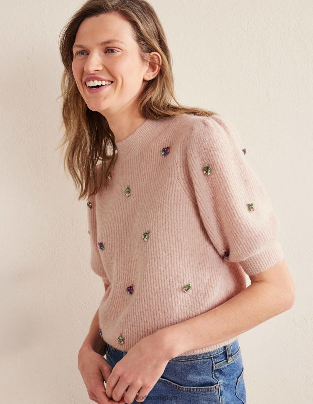 femmes Boden corde t-shirt duveteux à ornements vêtements Z42D01721