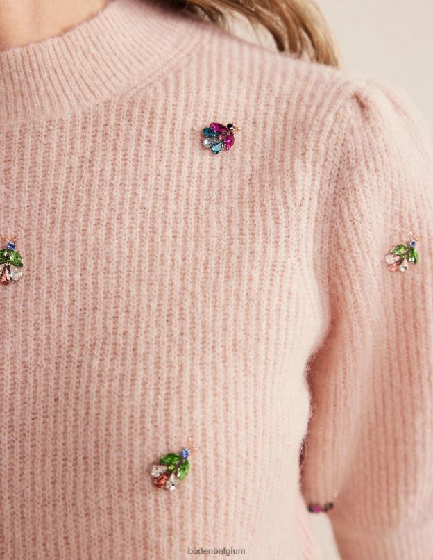 femmes Boden corde t-shirt duveteux à ornements vêtements Z42D01721