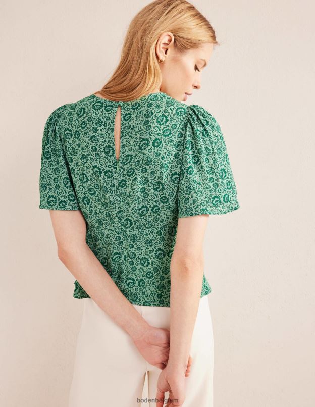 femmes Boden csarite et cascade de fleurs haut à manches flottantes vêtements Z42D01321