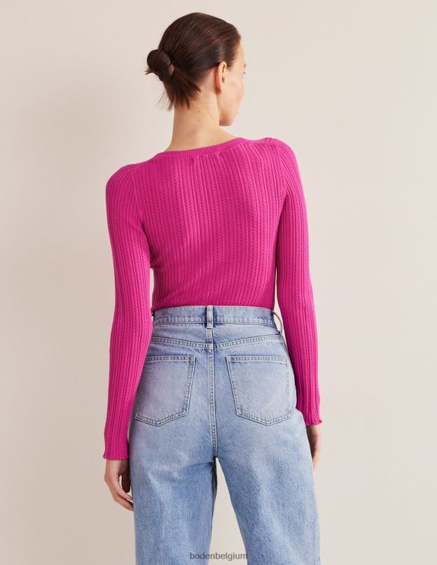 femmes Boden fedora fuchsia haut côtelé en pointelle vêtements Z42D02073