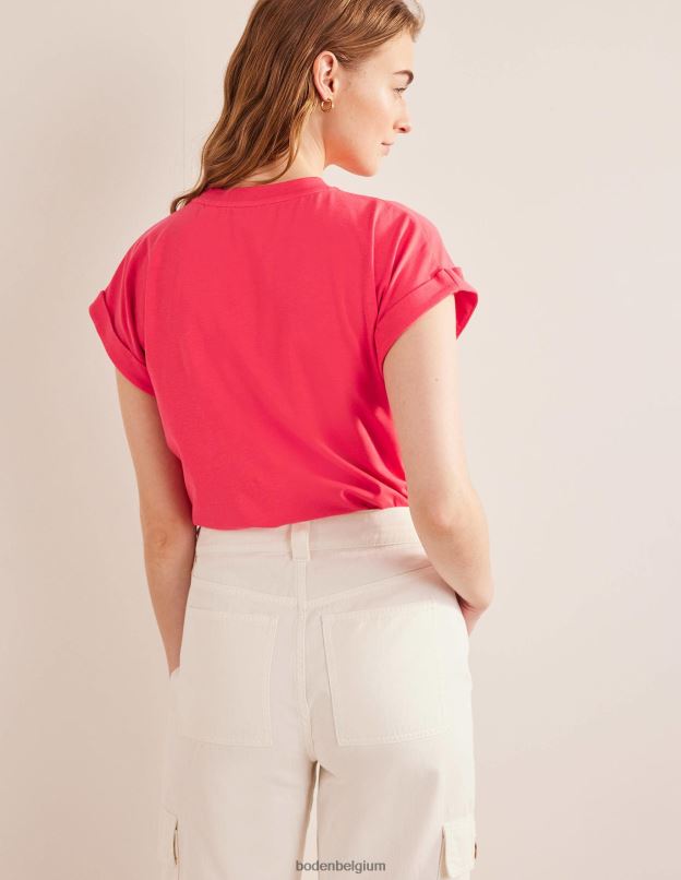 femmes Boden festival rose t-shirt retourner en arrière vêtements Z42D01965