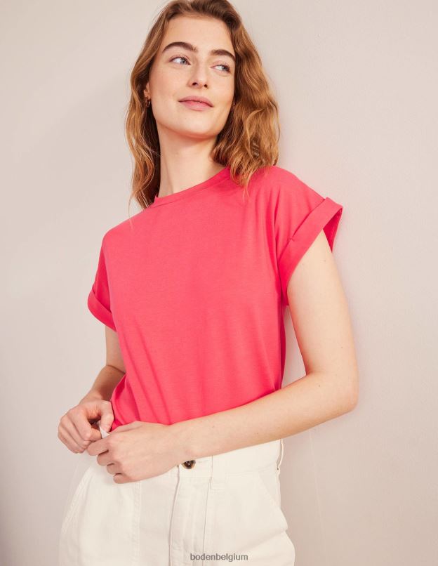 femmes Boden festival rose t-shirt retourner en arrière vêtements Z42D01965