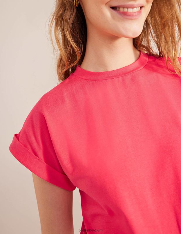 femmes Boden festival rose t-shirt retourner en arrière vêtements Z42D01965