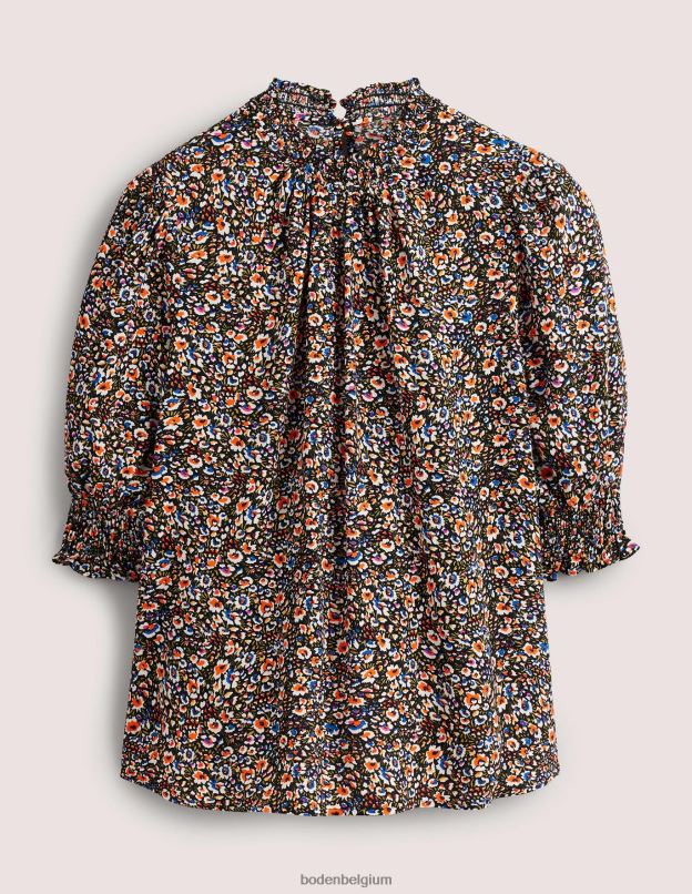 femmes Boden floraison multi et eden haut imprimé à détail smocké vêtements Z42D01789