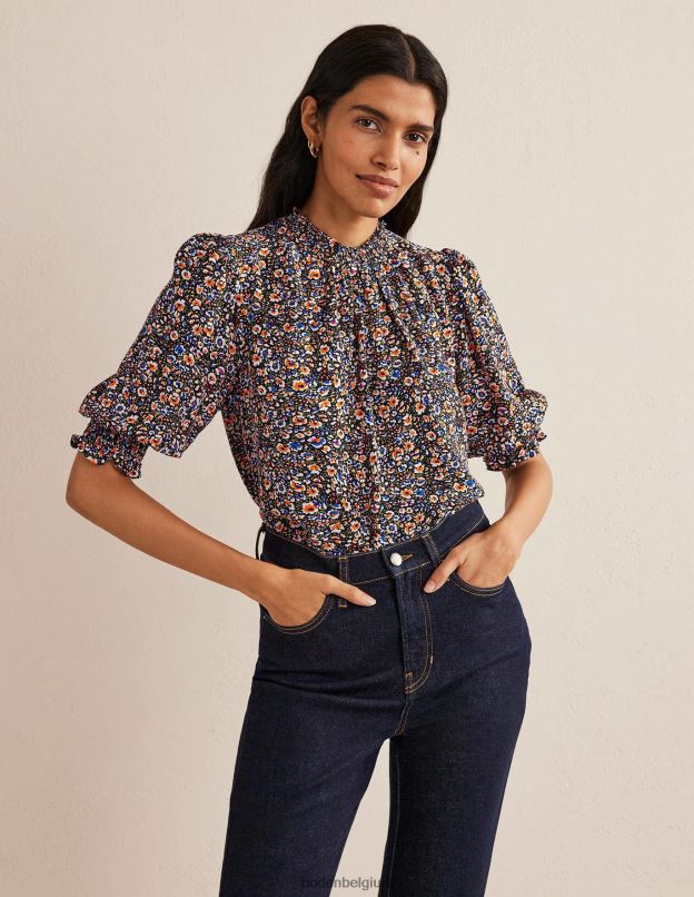 femmes Boden floraison multi et eden haut imprimé à détail smocké vêtements Z42D01789
