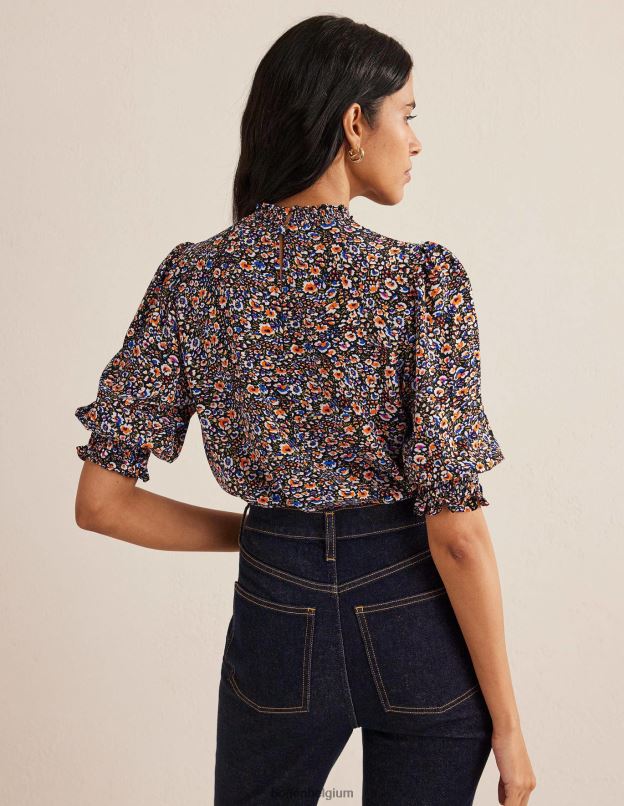 femmes Boden floraison multi et eden haut imprimé à détail smocké vêtements Z42D01789