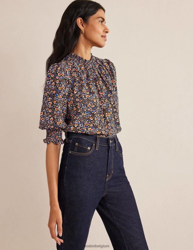 femmes Boden floraison multi et eden haut imprimé à détail smocké vêtements Z42D01789