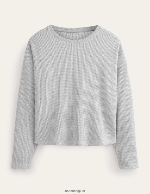 femmes Boden gris chiné haut texturé à détails gaufrés vêtements Z42D01942