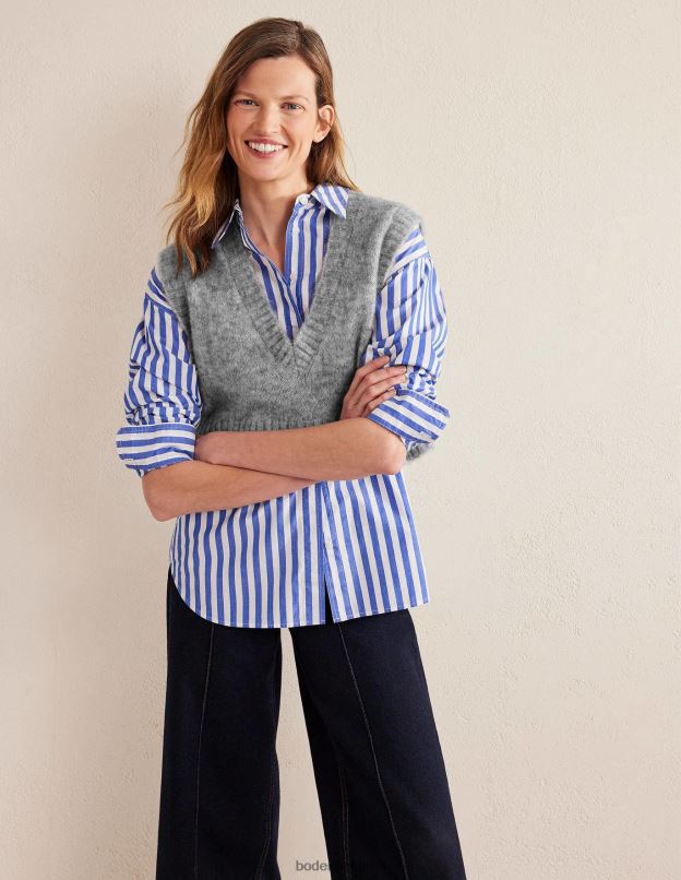 femmes Boden gris mélangé débardeur court duveteux à col en V vêtements Z42D01653