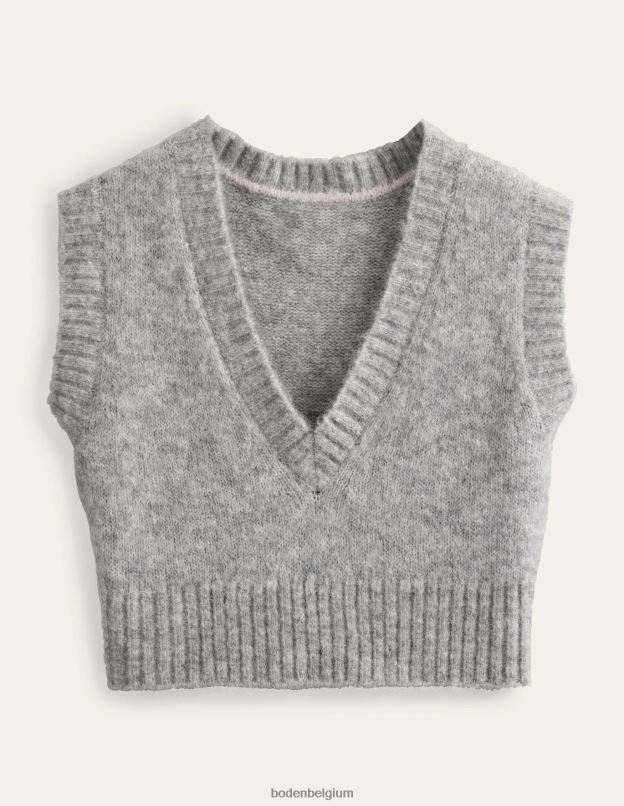 femmes Boden gris mélangé débardeur court duveteux à col en V vêtements Z42D01653