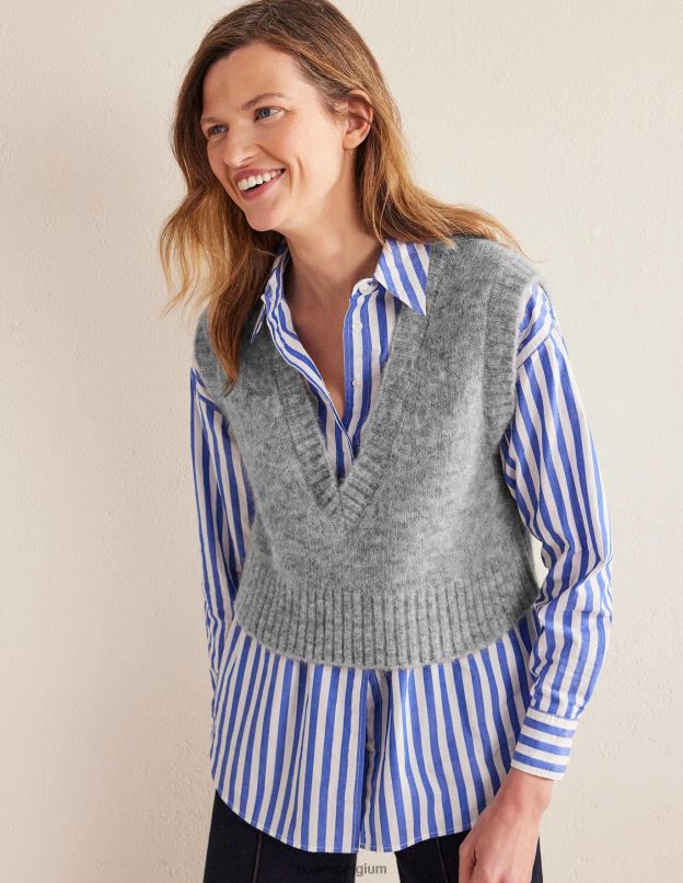 femmes Boden gris mélangé débardeur court duveteux à col en V vêtements Z42D01653