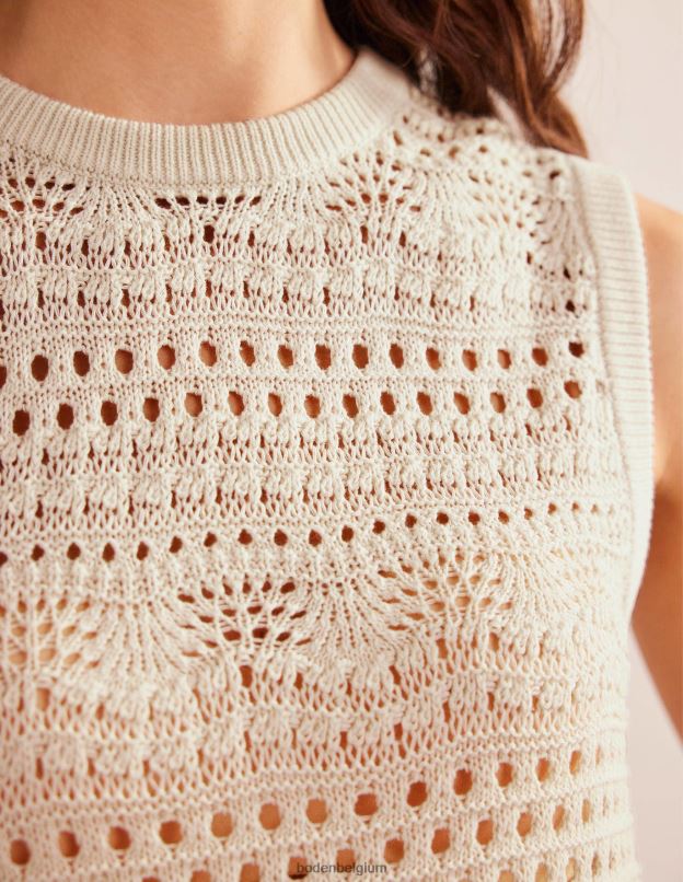 femmes Boden ivoire chaud débardeur court en crochet à franges vêtements Z42D0934