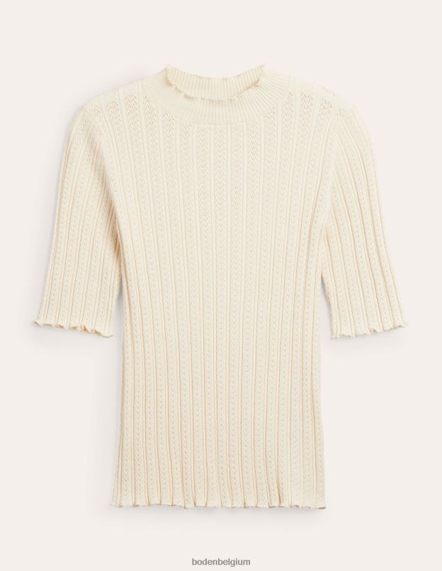 femmes Boden ivoire chaud haut côtelé à col montant en pointelle vêtements Z42D01828