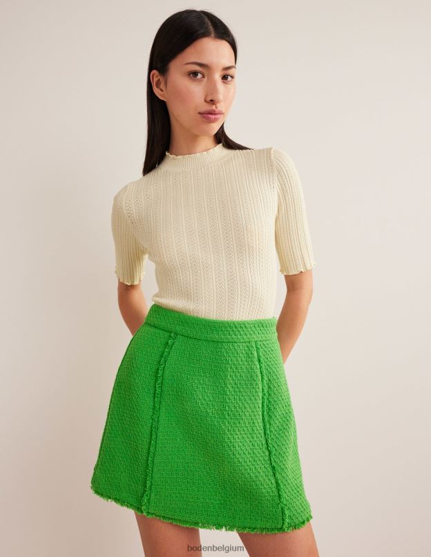 femmes Boden ivoire chaud haut côtelé à col montant en pointelle vêtements Z42D01828