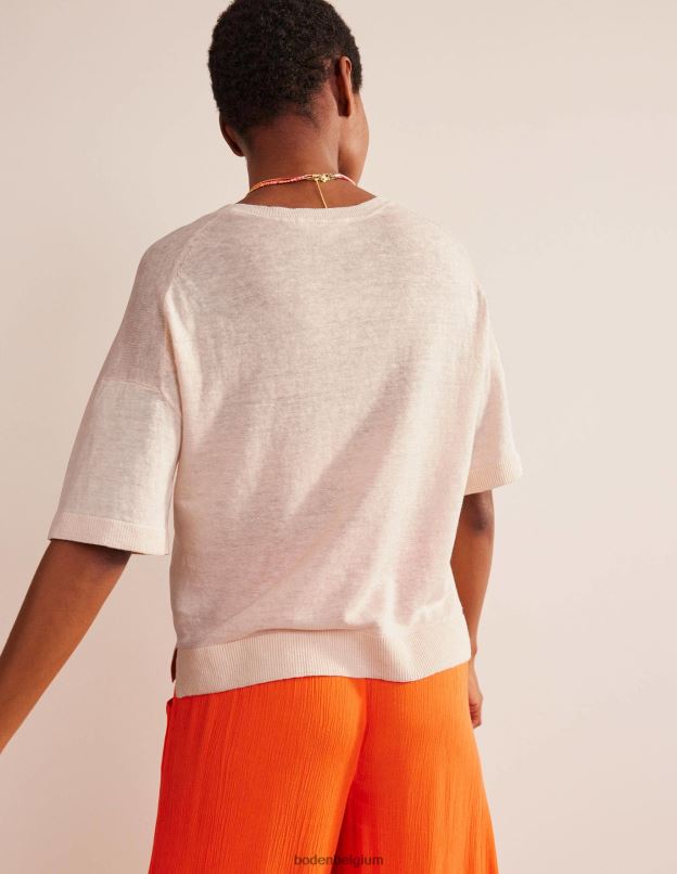 femmes Boden ivoire chaud t-shirt en lin tricoté vêtements Z42D01531
